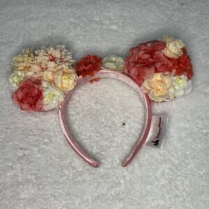 Disney Parks Peach & Pink Floral Crown Flower & Garden Minnie Ears Headband
